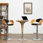 vidaXL Barkrukken 2 st gebogen hout en kunstleer zwart, Huis en Inrichting, Barkrukken, Verzenden, Nieuw