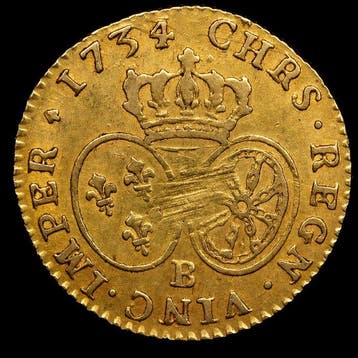 France. Louis XV (1715-1774). Louis dor 1734-B, Rouen