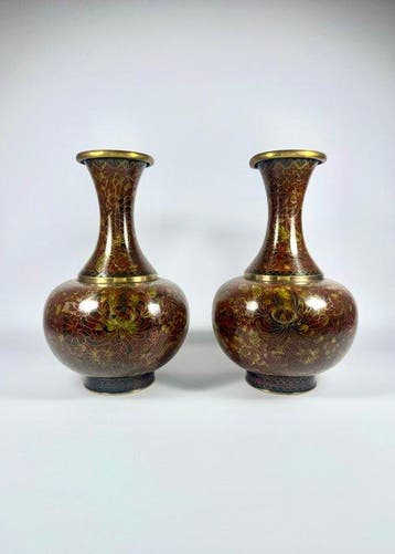 Vase (2) - cloisonne - Paire de vases