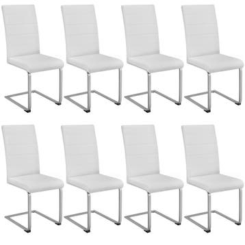 tectake Sledestoelen, kunstleer - wit, Set van 8, Verzenden, Nieuw