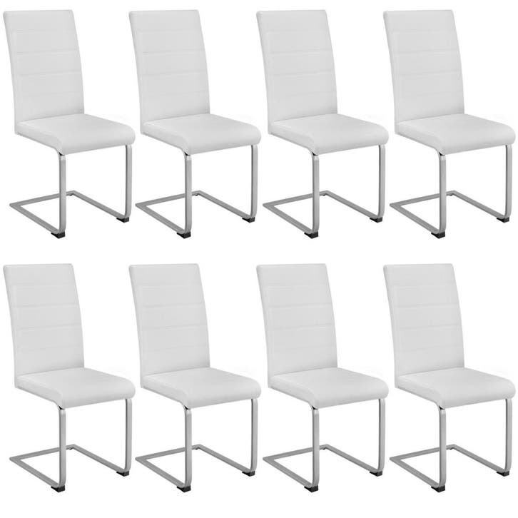 tectake Sledestoelen, kunstleer - wit, Set van 8, Huis en Inrichting, Stoelen, Verzenden
