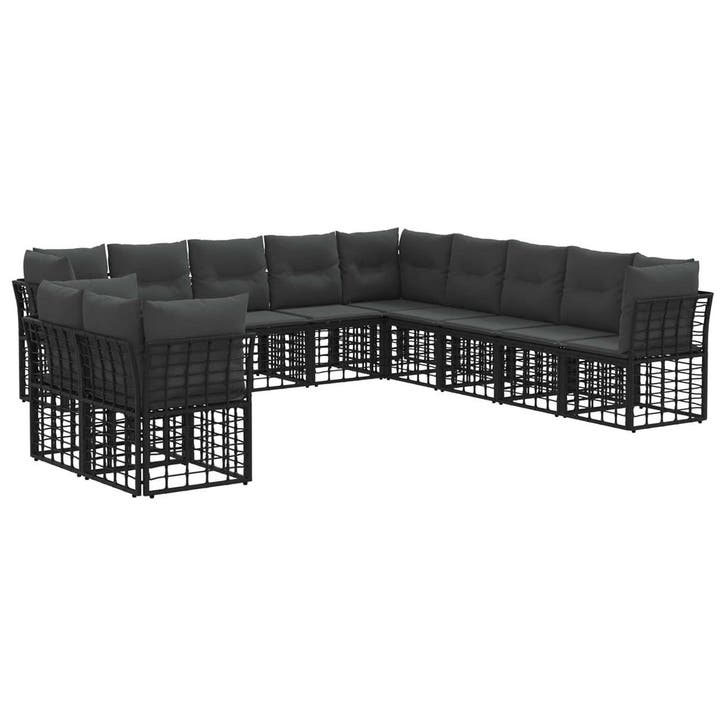 vidaXL Buiten bank set Zwart Polyester, Tuin en Terras, Tuinsets en Loungesets, Nieuw, Verzenden