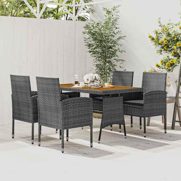 vidaXL 5-delige Tuinset poly rattan grijs, Verzenden, Nieuw, Tuinset