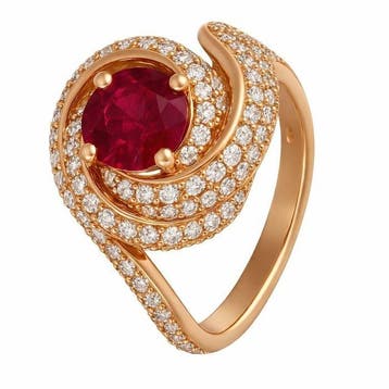Ring - 18 karaat Roségoud, RUBINO BIRMANO - Myanmar -, Nieuw