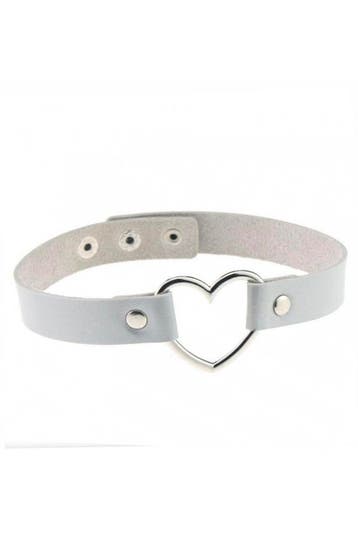 Choker Zilver Hartje Metallic Holografisch Collar Ketting, Handtassen en Accessoires, Kettingen, Ophalen of Verzenden, Nieuw, Zilver