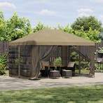 vidaXL Tuin gazebo met zijwanden 4 × 3 m Beige Polyester en, Verzenden, Nieuw