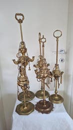 Olielamp - Verguld messing - Antieke olielampen, Antiek en Kunst