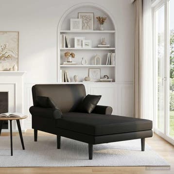 vidaXL Chaise longue Zwart Kunstleer, Verzenden
