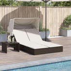 vidaXL Ligbed 2-persoons met luifel en kussens poly rattan, Verzenden