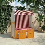 vidaXL Strandstoel met luifel poly rattan en massief hout, Tuin en Terras, Verzenden, Nieuw
