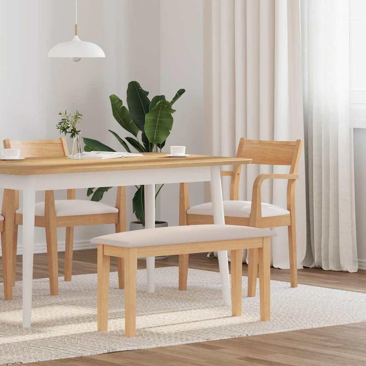 vidaXL Bank 90 cm massief hout rubber, Huis en Inrichting, Stoelen, Nieuw, Verzenden