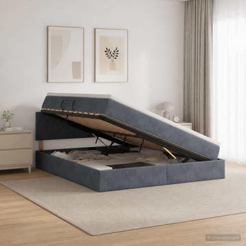 vidaXL Opbergbed met hoofdeinde Donkergrijs 160 x 200 cm, Huis en Inrichting, Verzenden, Nieuw