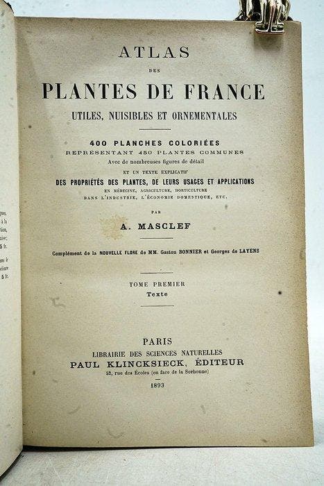 A. Masclef - Atlas des plantes de France, utiles, nuisibles, Antiek en Kunst, Antiek | Boeken en Manuscripten