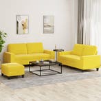 vidaXL 3-delige Loungeset stof lichtgeel, Verzenden, Nieuw