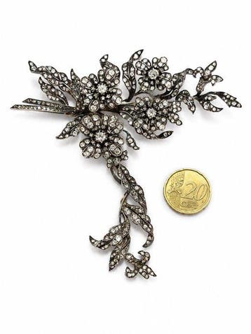Broche - 19,2 carats Or blanc, Or jaune - 9.00ct. tw.