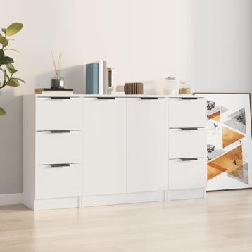 vidaXL Dressoirs 3 st bewerkt hout wit, Verzenden