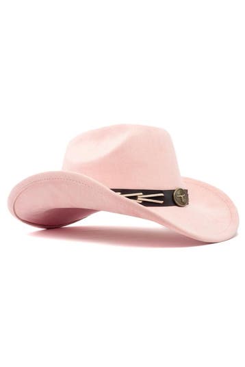 KIMU® Cowboyhoed Pastel Roze Gevlochten Band Verstelbaar t/m, Ophalen of Verzenden, Nieuw