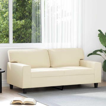 vidaXL Tweezitsbank / zetel 140 cm kunstleer crèmekleurig, Maison & Meubles, Canapés | Salons, Verzenden