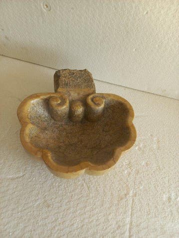 Antiek Wijwatervat - 1940-1950 - Echt geel marmer - 22 cm -