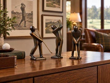 Jutta Römhild (XX) - sculptuur, 3 Golfspieler - 22 cm -, Antiek en Kunst