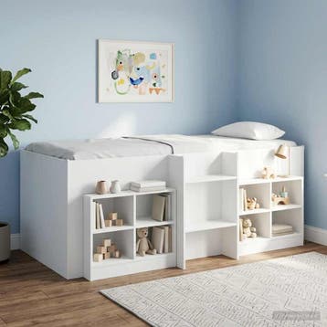 vidaXL Kinderhoogslaper Wit 90 x 190 cm Bewerkt hout, Verzenden