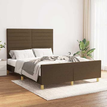 vidaXL Bedframe zonder matras stof donkerbruin 140x200 cm, Verzenden