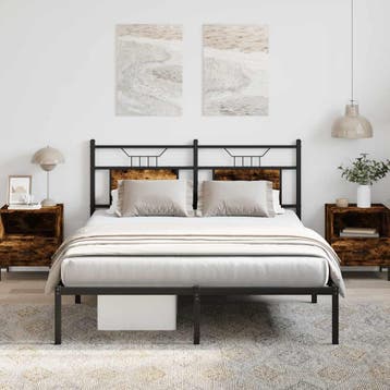 vidaXL Bedframe zonder matras hout gerookt eikenkleurig, Verzenden, Nieuw