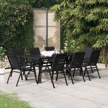 vidaXL 9-delige Tuinset zwart, Verzenden, Nieuw, Tuinset