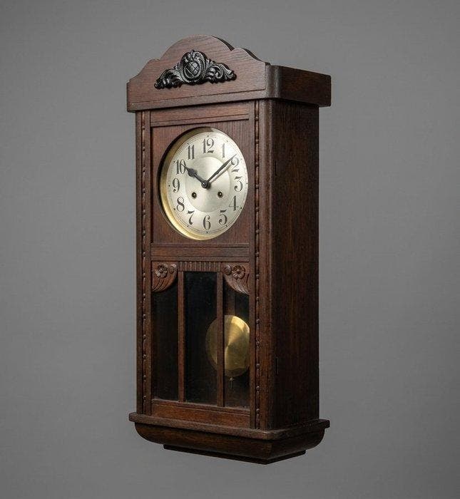 Regulateur wandklok - Antique German Wall Clock - Hout,, Antiek en Kunst, Antiek | Klokken
