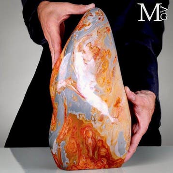 Levend veelkleurige jasper met oranje en koelgrijze