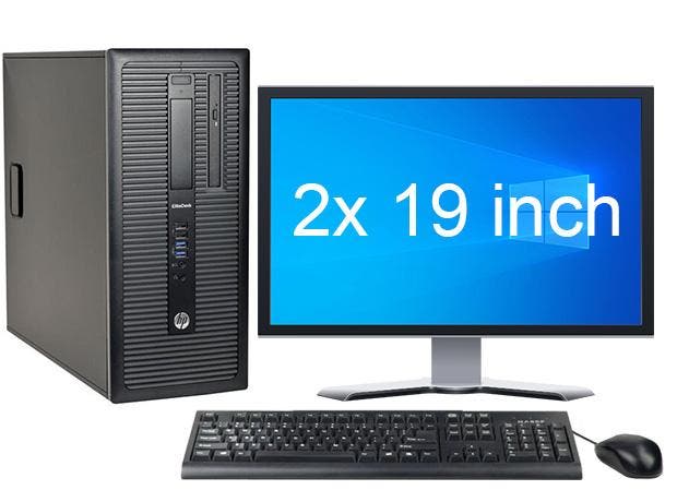 HP EliteDesk 800 G1 TWR i7 4e Gen + 2x 19 Monitor + 2 jaar, Computers en Software, Desktop Pc's, Ophalen of Verzenden