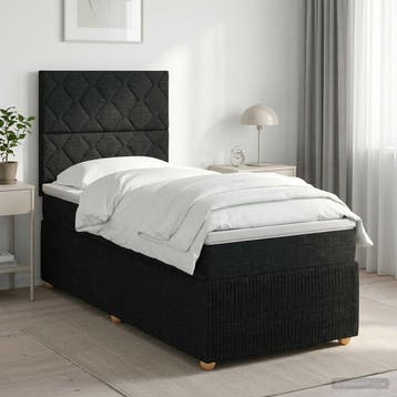 vidaXL Boxspringbed met matras met hoofdeinde Zwart 80 x 200, Verzenden