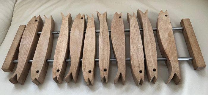 Onderzetter - Hout - Onderzetter Vissen Trivet, Antiek en Kunst, Antiek | Keukengerei