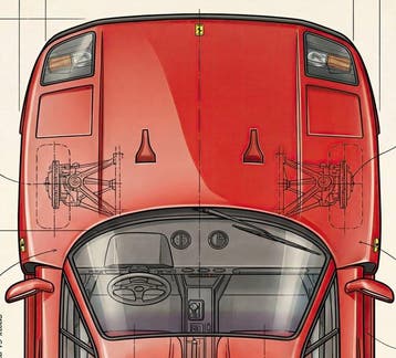 Kleury.art - [XL MATTE PAPER] Industrial Blueprint: Ferrari