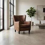 Leren fauteuil Hug, Huis en Inrichting, Fauteuils, Nieuw, Ophalen of Verzenden, 75 tot 100 cm, Eigentijds, Klassiek, Retro, Romantisch