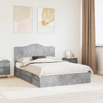 vidaXL Opbergbed met lade Beton Grijs 150 x 200 cm Bewerkt, Verzenden, Nieuw