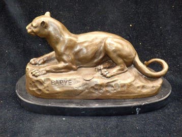 After Barye - sculptuur, Fraaie bronzen beeld van een