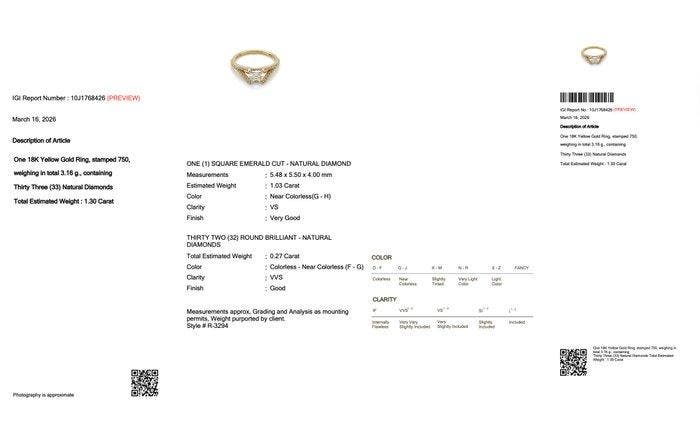 Ring - 18 karaat Geel goud - 1.30ct. tw. Diamant, Bijoux, Sacs & Beauté, Bagues