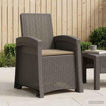 vidaXL Ligstoel Rieten Look Lichtgrijs en Taupe PP, Verzenden, Nieuw