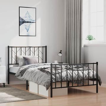 vidaXL Bedframe met hoofd- en voeteneinde metaal zwart, Verzenden