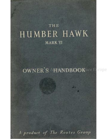 1952 HUMBER HAWK MARK VI INSTRUCTIEBOEKJE ENGELS