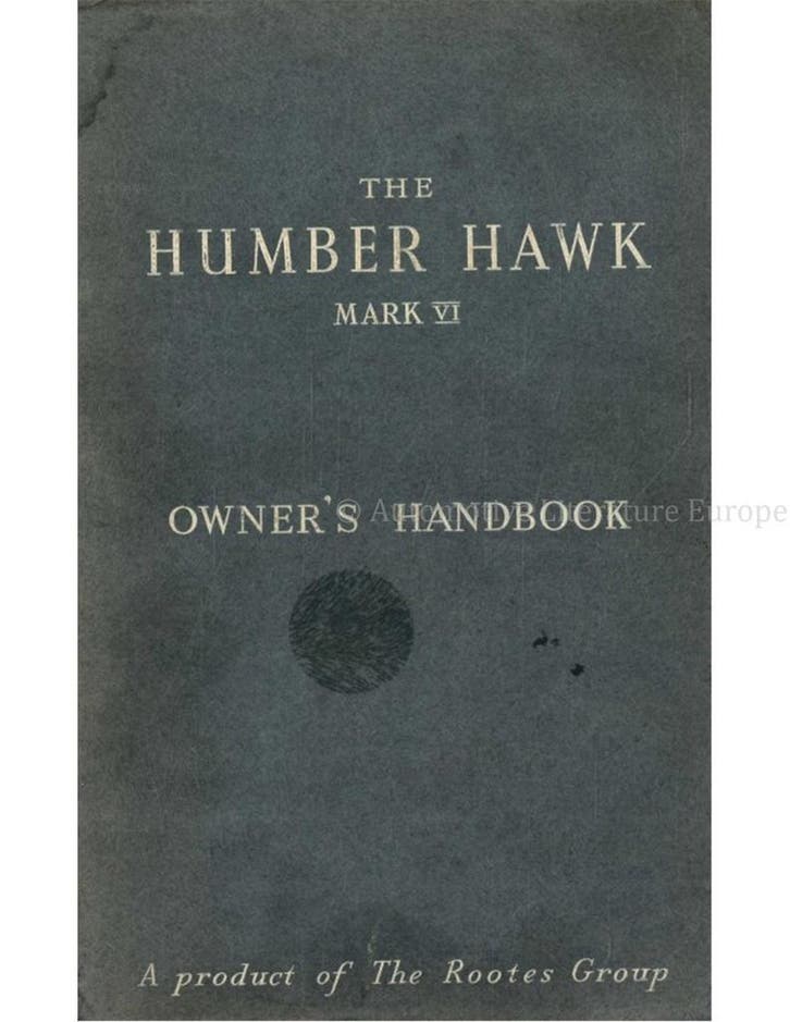 1952 HUMBER HAWK MARK VI INSTRUCTIEBOEKJE ENGELS, Auto diversen, Handleidingen en Instructieboekjes