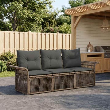 vidaXL Tuinbank Set 3 st Grijs poly rattan, Verzenden, Nieuw