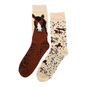 Sokken - Paarden Print - Bruin - Katoen - Maat 38-45, Nieuw