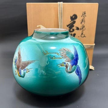 Vaas - Porselein - Japan - Groene emaille (ryokusai) (Zonder