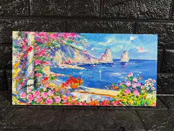 Alfredo Grimaldi (1950) - Scorcio di Capri: I Faraglioni tra