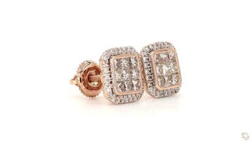 Boucles doreilles - 14 carats Or rose - 1.17ct. tw. Diamant