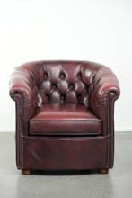 Fauteuil - Chesterfield clubfauteuil - Rundleer -
