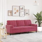 vidaXL Driezitsbank met sierkussens 180 cm stof wijnrood, Verzenden, Nieuw