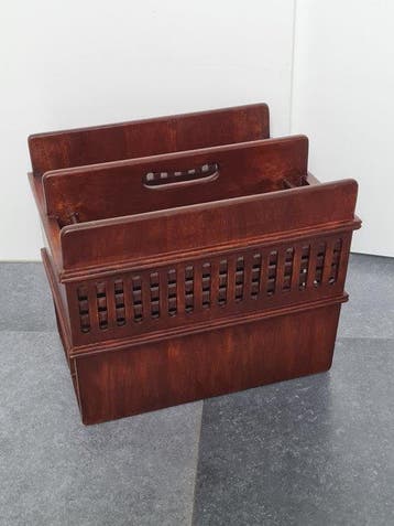 Tijdschriftenhouder - Vintage houten magazinerek -